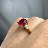 "Reta" Three Stone Round Cut Ruby Trilogy Engagement Ring 3SRB11R HEERA DIAMONDS