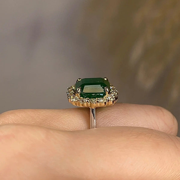 "Riva" Emerald Halo Solitaire Ring - HEERA DIAMONDS