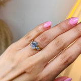 "Rome" Oval Cut 2 carat Trilogy 18kt Yellow Gold Engagement Ring 3SOC03 HEERA DIAMONDS