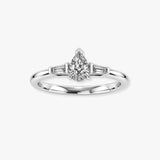 "Rosalie" 1 Carat Three Stone Pear Cut Center with Tapered Side Diamond Trilogy Engagement Ring 3SPS03