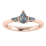 "Rosalie" Three Stone Pear Cut with Emerald Cut Diamond Trilogy Engagement Ring 3SPS03 - HEERA DIAMONDS