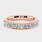 Round Baguette Diamond Channel Set Eternity Band Wedding Ring CRBBG