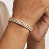 Round Brilliant 4 Carat Diamond 3 Rows Bangle BAN1D