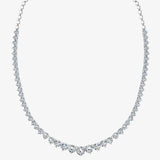 Round Brilliant Cut Graduating Diamond 3 Prong Set Tennis Necklace NT2HG