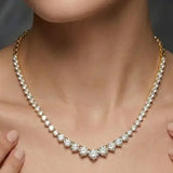 Round Brilliant Cut Graduating Diamond 3 Prong Set Tennis Necklace NT2HG HEERA DIAMONDS