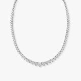 Round Brilliant Cut Graduating Diamond 3 Prong Set Tennis Necklace NT2HG