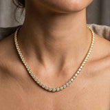 Round Brilliant Cut Graduating Diamond 4 Prong Set Tennis Necklace NT1FG