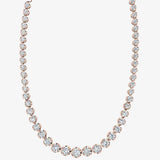 Round Brilliant Cut Graduating Diamond Half Illusion Set Necklace NT3HG