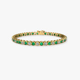 Round Brilliant Diamond and Emerald Bracelet BR45558DE