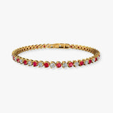 Round Brilliant Diamond and Ruby 3 Claw Bracelet BR45512DR