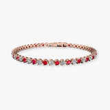 Round Brilliant Diamond and Ruby 3 Claw Bracelet BR45512DR