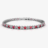 Round Brilliant Diamond and Ruby 3 Claw Bracelet BRDR45512 HEERA DIAMONDS