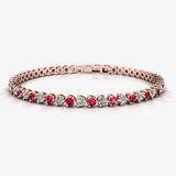 Round Brilliant Diamond and Ruby 3 Claw Bracelet BRDR45512 HEERA DIAMONDS