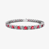 Round Brilliant Diamond and Ruby 4 Claw Bracelet BRDR45345