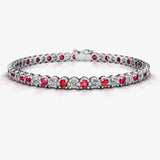 Round Brilliant Diamond and Ruby Bracelet BRDR45558 HEERA DIAMONDS