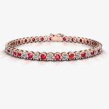 Round Brilliant Diamond and Ruby Bracelet BRDR45558 HEERA DIAMONDS