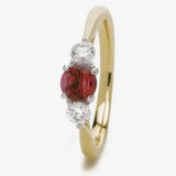 Round Brilliant Ruby Three Stone Ring HEERA DIAMONDS