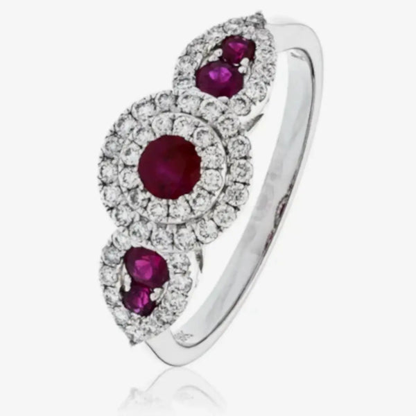 Round Brilliant & Pear Ruby Cocktail Ring HEERA DIAMONDS