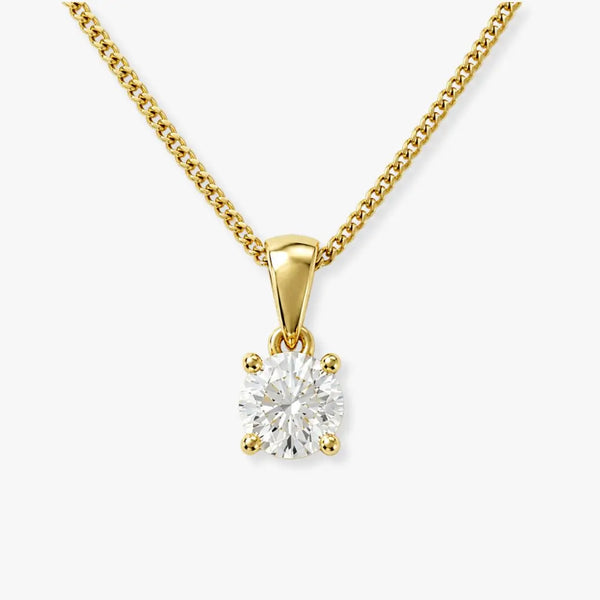 Round Cut Solitaire Diamond in Four Claw Setting Loop Pendant With Chain PSRB4BM
