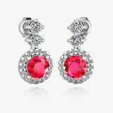 Ruby 1.10 Carat Round Shape Halo Lab Grown Diamond Drop Earrings E1RBR HEERA GOLD