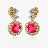Ruby 1.10 Carat Round Shape Halo Lab Grown Diamond Drop Earrings E1RBR HEERA GOLD