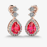 Ruby 1.30 Carat Pear Shape Halo Lab Grown Diamond Drop Earrings E1PSR HEERA GOLD