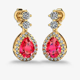 Ruby 1.30 Carat Pear Shape Halo Lab Grown Diamond Drop Earrings E1PSR HEERA GOLD