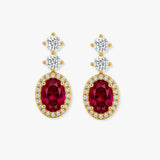 Ruby 1.40 Carat Oval Shape Halo Diamond Drop Earrings E1OCR