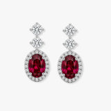 Ruby 1.40 Carat Oval Shape Halo Diamond Drop Earrings E1OCR