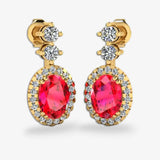 Ruby 1.40 Carat Oval Shape Halo Lab Grown Diamond Drop Earrings E1OCR HEERA GOLD