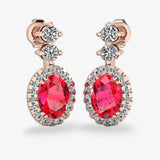 Ruby 1.40 Carat Oval Shape Halo Lab Grown Diamond Drop Earrings E1OCR HEERA GOLD