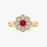 Ruby and Diamond 0.65 Carat Deco Cluster Ring