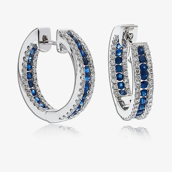 SAPPHIRE AND DIAMOND HOOP EARRINGS HEERA DIAMONDS