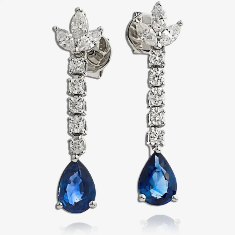 SAPPHIRE AND DIAMONDS DROP EARRINGS HEERA DIAMONDS