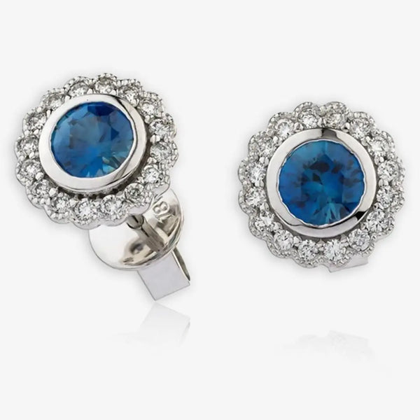 SAPPHIRE HALO STUD EARRINGS HEERA