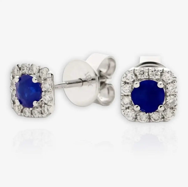 SAPPHIRE HALO STUD EARRINGS HEERA DIAMONDS
