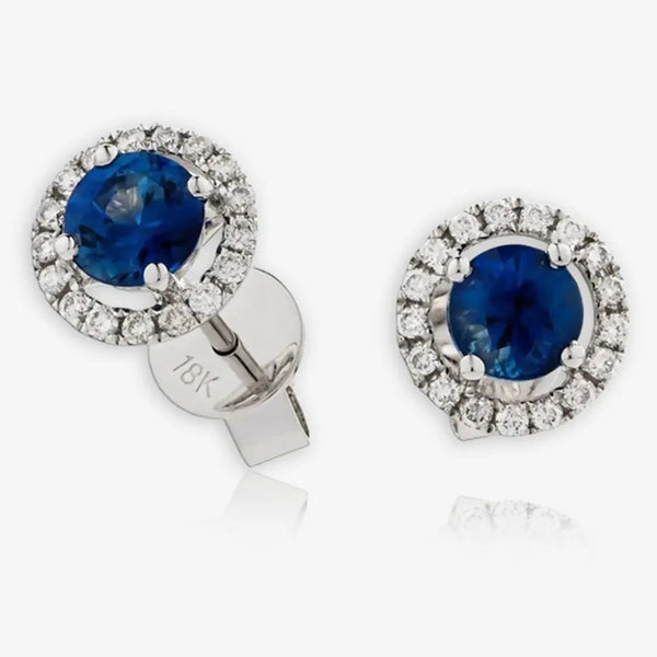 SAPPHIRE HALO STUD EARRINGS HEERA DIAMONDS