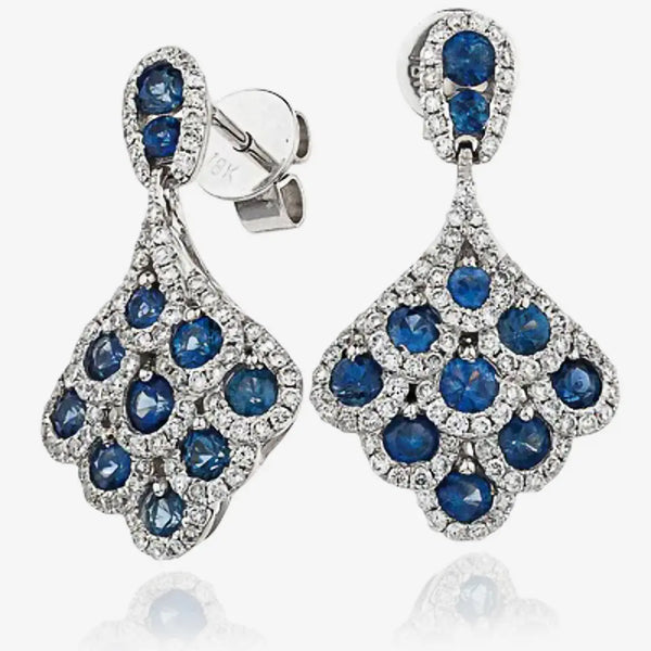 SAPPHIRE IN DIAMOND SILHOUETTE FANCY DROP EARRINGS HEERA DIAMONDS