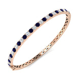 Round Cut Sapphire and Diamond 3.55 Carat Gemstone Bangles