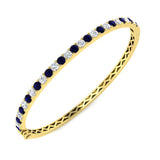 Round Cut Sapphire and Diamond 3.55 Carat Gemstone Bangles