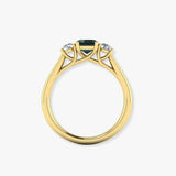 "Sage" 1.65ct Emerald Cut Green Sapphire with Round Cut Diamond Engagement Ring