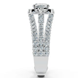 "Samara" Halo 1.25 Carat Cushion Cut Three Row Diamond Shoulder Platinum Engagement Ring HEERA DIAMONDS