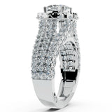 "Samara" Halo 1.25 Carat Cushion Cut Three Row Diamond Shoulder Platinum Engagement Ring HEERA DIAMONDS