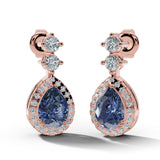 Sapphire 1.30 Carat Pear Shape Halo Diamond Drop Earrings E1PSS