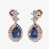 Sapphire 1.30 Carat Pear Shape Halo Diamond Drop Earrings E1PSS