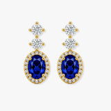 Sapphire 1.40 Carat Oval Shape Halo Diamond Drop Earrings E1OCS
