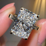 "Seline" Radiant Cut with Baguette Side Stone Trilogy Style Engagement Ring HEERA DIAMONDS