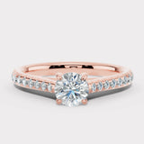 "Sia" 1 carat Round Brilliant Cut Diamond Micro Set Diamond Shoulder Engagement Ring DSRB39