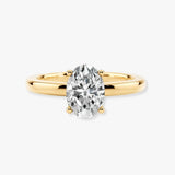 "Silvy" 4 Carat Solitaire Oval Cut Diamond 18K Yellow Gold Engagement Ring