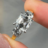 "Skyline" Carat Asscher Cut Trilogy Three Stone Engagement Ring HLM4 HEERA DIAMONDS